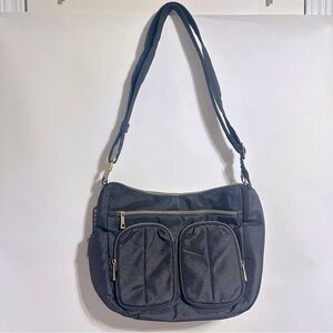 NWT Travelon Anti-Theft Twin Pocket black crossbody travel Hobo Bag